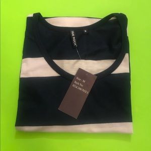 Stripes Navy Blue and White Transparent Tank Top